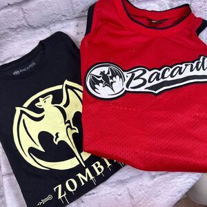 Lot Of 2 Bacardi Rum Logo Shirts Mens XL Jersey Women's Medium T-Shirt